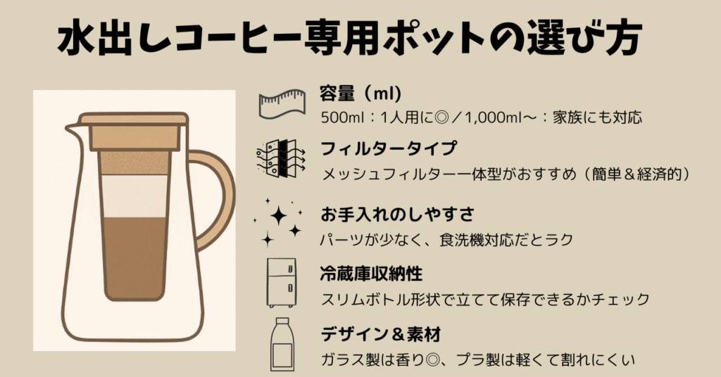 水出しコーヒー専用ポットの選び方
